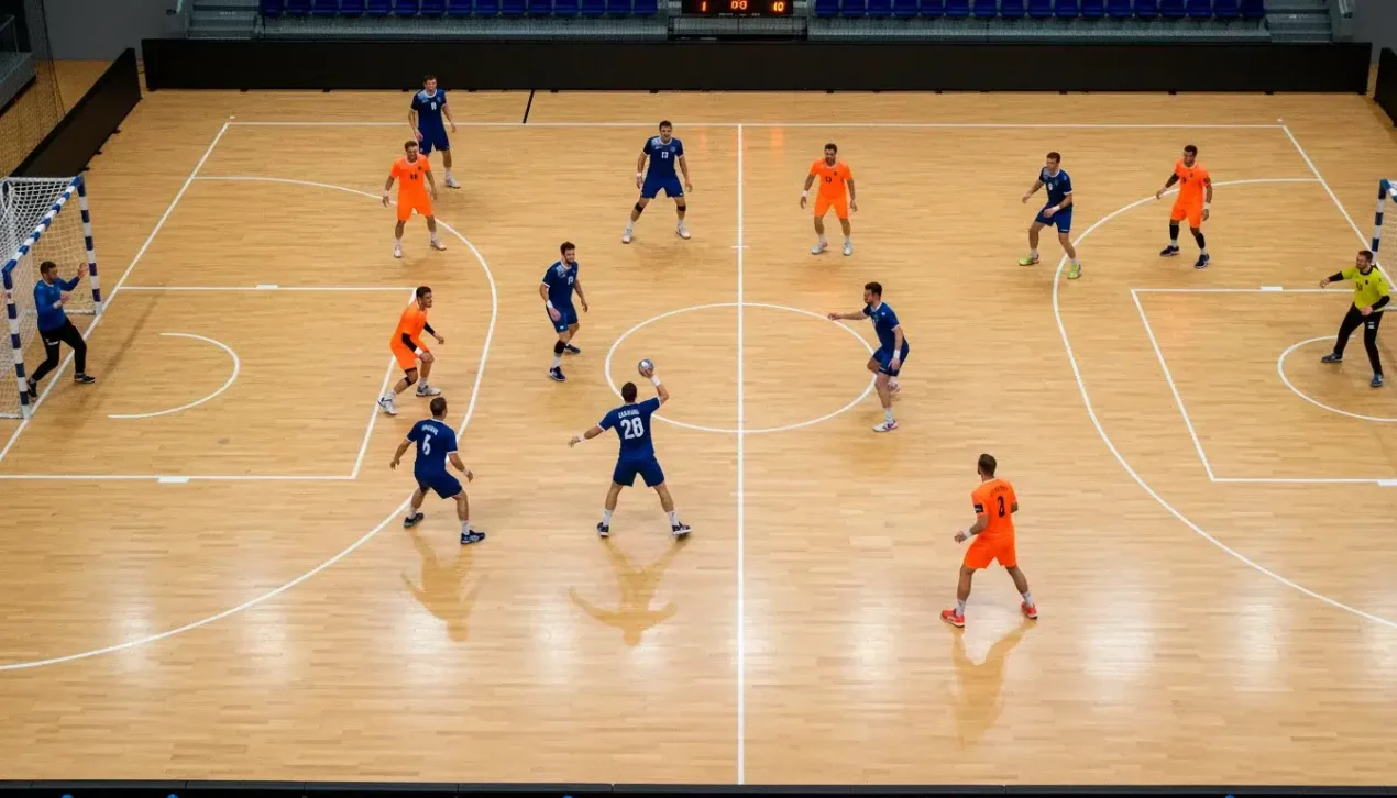 Handbollsspelare under en intensiv match — guide till bettingmarknader